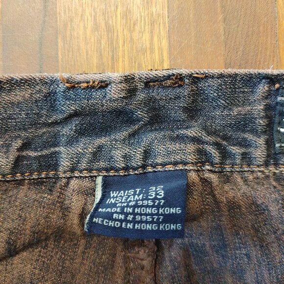 Phat Farm Denim Jeans Men's 32 x 33 Embroidered Logo Y2K Urban Hip Hop Brownish - Picture 11 of 14